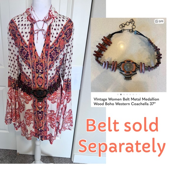 Free People Magic Mystery Tunic Bell
Sleeve Mini Dress Button Detail Sz Medium - Picture 5 of 16